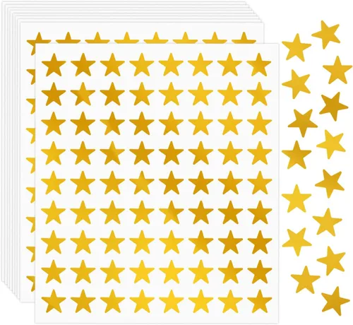 Miniatura 9 de Calcomanías metálicas de estrellas, 2520 piezas, estrellas de papel metálico de 0.6 pulgadas para recompensas de niños y tabla de comportamiento