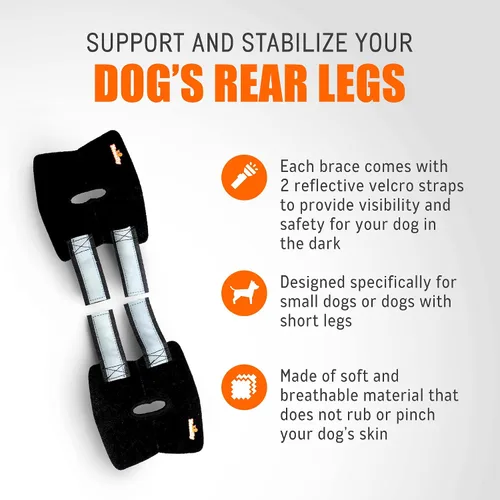 Miniatura 4 de NeoAlly Par de soportes para tobillos de gato y perro, soporte para pata trasera canina con correas reflectantes de seguridad para heridas