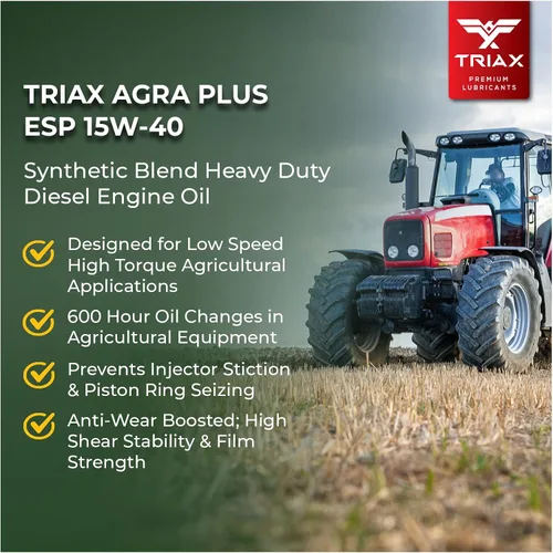 Miniatura 3 de TRIAX Agra Plus ESP 15W-40 CK-4 Syn-Blend - Aceite de motor diésel para equipos agrícolas y todoterreno, con licencia API Fo