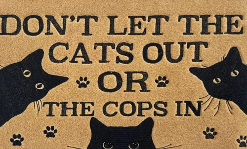 Tapetes de bienvenida para puerta delantera, entrada al aire libre, no dejes salir a los gatos o a los policías, tapete de goma antideslizante para