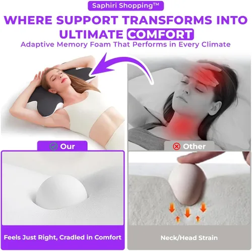 Miniatura 5 de Ergo - Almohada cervical para el cuello, almohada de espuma viscoelástica con doble altura, funda lavable transpirable, soporte de cuello y hombros