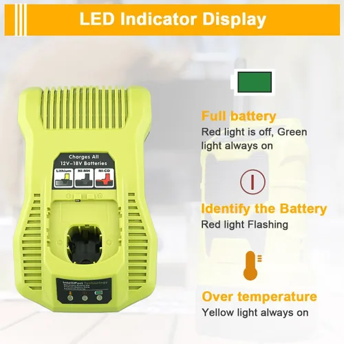 Miniatura 4 de 2Pack 6.0Ah PBP2005 P108 Replacement for Ryobi 18V Battery and P117 Charger Charging Station Starter Kit Compatible with Over 225 for 18v Lithium