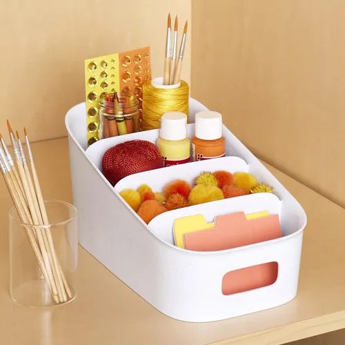 Miniatura 6 de YouCopia ShelfBin - Organizador de paquetes, contenedor dividido elevado de 4 niveles en escalera, organizador de almacenamiento sin BPA