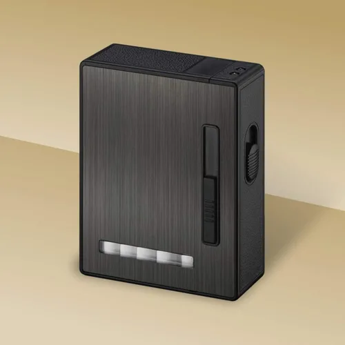 Miniatura 6 de Estuche de cigarrillos de expulsión automática de 20 piezas con encendedor de arco eléctrico recargable, resistente al viento, sin llama, soporte