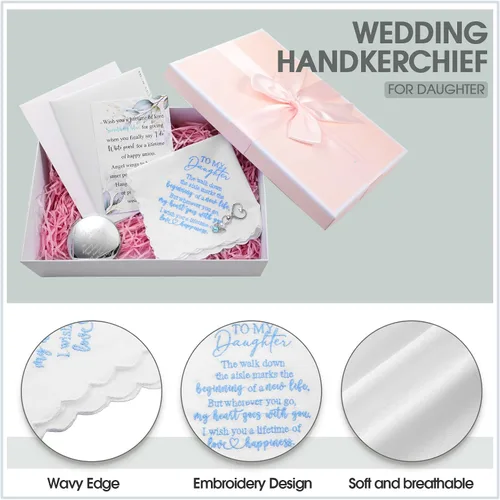 Miniatura 4 de Unittype 5 piezas de regalo de boda para hija de parte de madre, a mi hija, pañuelo compacto espejo de novia, ángel, tarjeta de regalo