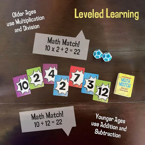 Miniatura 9 de University Games, Juego de Dados de Viaje Scholastic Math Match, Juego de Refuerzo Matemático para Niños, para 2 o Más Jugadores a Partir de 5 Años