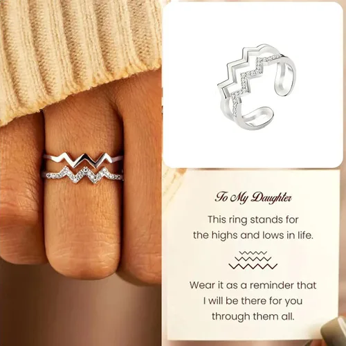 Miniatura 29 de Regalos para hija de mamá, anillo de circón de doble onda, anillos de madre e hija, artículos de moda, regalos de cumpleaños, Navidad, 2025