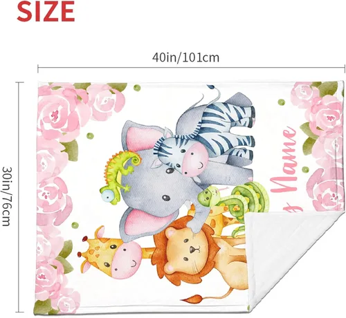 Miniatura 3 de Mantas de bebé personalizadas con diseño de animales, manta personalizada con nombre para niños y niñas, manta de bebé personalizada, regalos
