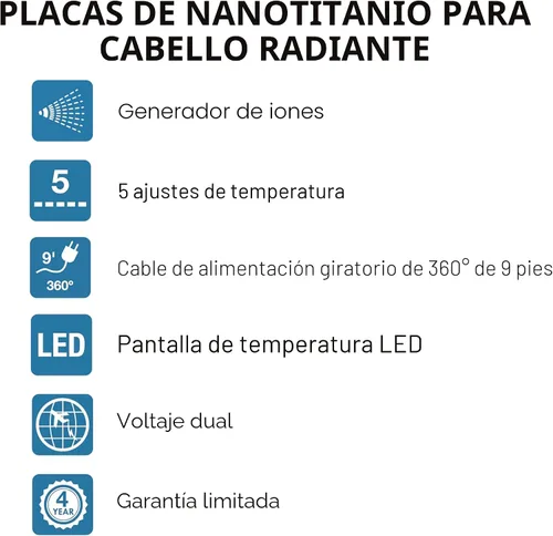 Miniatura 7 de BaBylissPRO Plancha Alisadora de Cabello Iónica de Nano Titanio, Plancha Alisadora de Cabello de 1/4" para Cabello Suave, Brillante, Sin Frizz