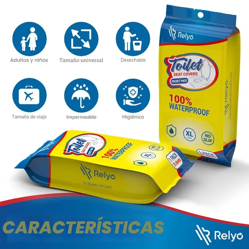 Miniatura 4 de Relyo Paquete de 20 fundas desechables XL para asiento de inodoro, impermeables, con pestañas adhesivas para adultos, niños y niños, viajes, baños