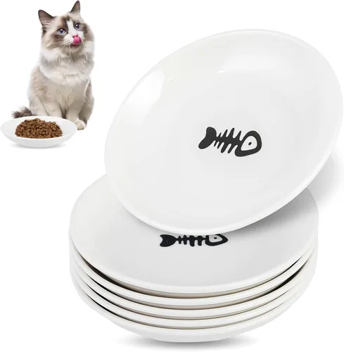 Miniatura 13 de Paquete de 6 cuencos de comida para gatos, cuencos de cerámica para gatos, juego de cuencos anti-fatiga de bigotes para gatos, platos para gatitos