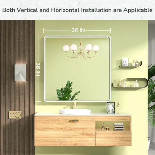 Miniatura 168 de TokeShimi - Espejo para pared de baño, espejo de tocador con marco de metal de aleación de aluminio mate cepillado e inoxidable, decoración rústica