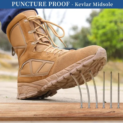 Miniatura 4 de Botas de trabajo tácticas militares para hombre, ligeras, con cremallera lateral, botas de combate del ejército, para senderismo