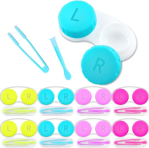 VOCOOL Juego de herramientas portátiles para lentes de contacto de 16 piezas, insertador/removedor y pinzas con punta suave, mini caja de contacto