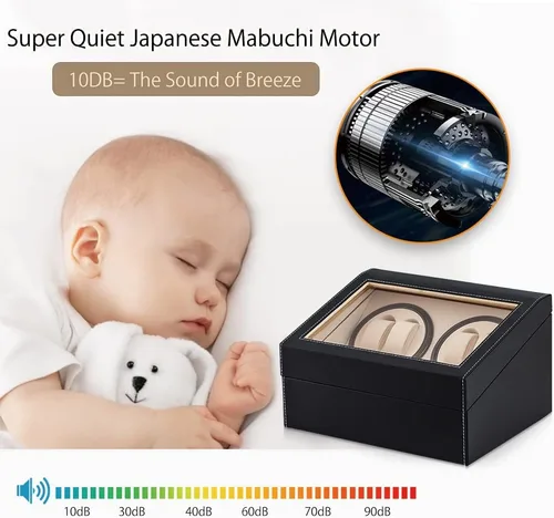 Miniatura 3 de J&T Technology Enrollador automático de reloj para 4 rotador de reloj + 6 almacenamiento de relojes, 2 modos de rotación, motor Mabuchi japonés