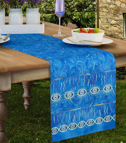Miniatura 13 de Home Bargains Plus Manteles individuales de tela de medallón mediterráneo, patrón de islas griegas costeras, resistentes a las arrugas y a