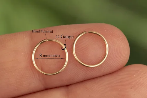Miniatura 11 de Aretes de aro de oro de plata – Aretes de aro para mujer, dos piezas de aros de plata fina rellenos de oro, aro de hélice, anillo de tragus, aro