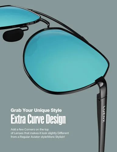 Miniatura 3 de LUENX Lentes de sol de aviador para hombres y mujeres, polarizados, marco de metal grande, protección UV 400