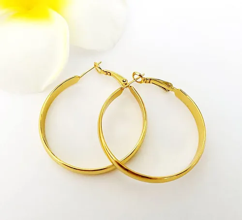 Miniatura 5 de Aretes de aro chapados en oro de 18 quilates, aretes redondos
