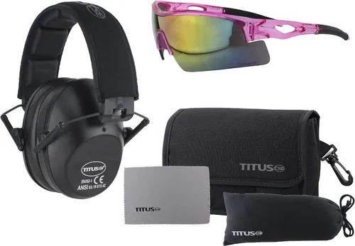 Miniatura 8 de TITUS Paquete combinado de orejeras y gafas de seguridad de línea delgada Marco negro G26/lente amarilla