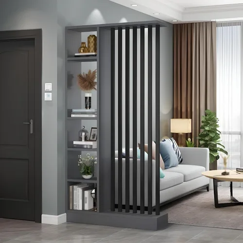 Miniatura 19 de Divisor de pared de habitación con estantes, pantalla de división de entrada de piso a techo, divisor de habitación independiente con estante