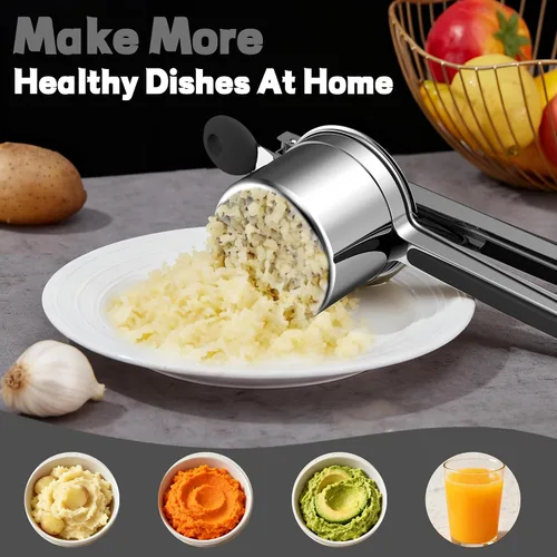 Miniatura 5 de Ricer grande de 15oz para puré de patatas, triturador de patatas de acero inoxidable 18/8 de alta resistencia para comida de bebé y spaetzle maker