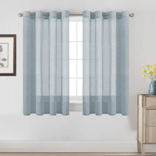 Miniatura 57 de H.VERSAILTEX Cortinas de 96 pulgadas de largo, cortinas de lino/cortinas transparentes de mezcla de lino natural/paneles/cortinas para sala