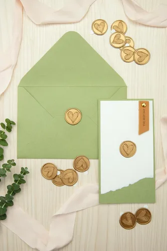 Miniatura 4 de 50 calcomanías de sello de cera de oro antiguo esmerilado de corazón para bodas, cumpleaños, baby shower, Acción de Gracias, invitación, negocio