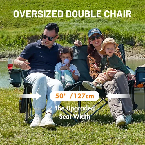Miniatura 3 de TIMBER RIDGE Sillas de camping dobles de gran tamaño, sofá de campamento, sofá de dos plazas para 2 personas, silla de campamento plegable doble