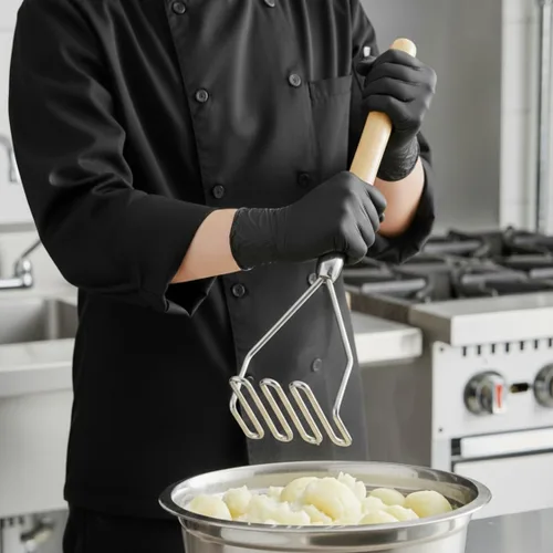 Miniatura 2 de TrueCraftware - Triturador de patatas de forma cuadrada de 12 pulgadas chapado en hierro con mango de madera-Herramienta de cocina trituradora