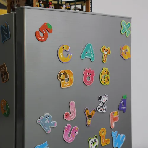 Miniatura 6 de EHR Letras y números magnéticos, coloridos imanes de nevera del alfabeto de animales ABC, juguetes educativos de aprendizaje de ortografía