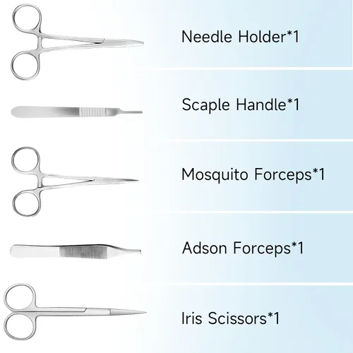 Miniatura 4 de Kit de práctica de sutura para estudiantes de medicina - Kit de sutura con heridas precortadas, hilos y herramientas de sutura, kit de entrenamiento