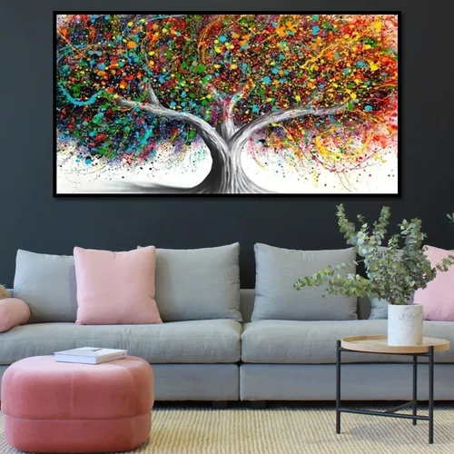 Miniatura 2 de BOHADIY Pintura de diamantes de imitación de árbol 5D, kits de pintura de diamantes de imitación para adultos, árbol colorido de bricolaje