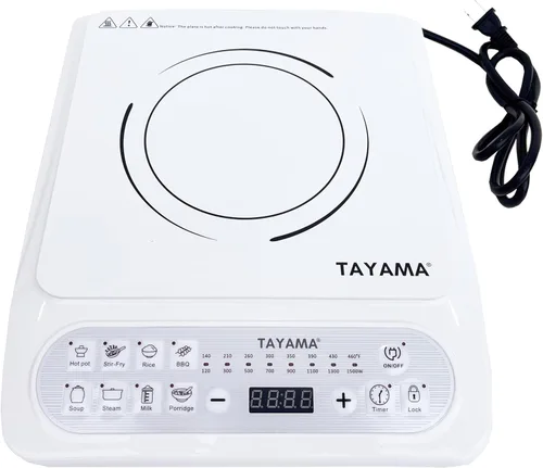 Miniatura 4 de TAYAMA Placa de inducción blanca de 1500 vatios con 8 ajustes