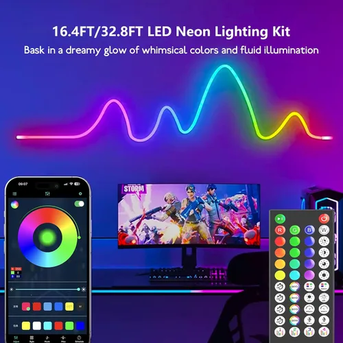 Miniatura 2 de Cuerda de neón direccionable de 16.4 pies y 16.4 ft, WS2811 RGB LED persiguiendo luces digitales MagicRGB cuerda de silicona impermeable cuerda