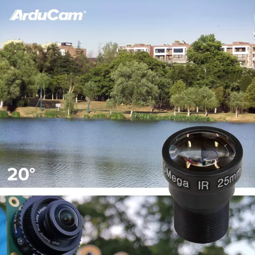 Miniatura 5 de Arducam Kit de lentes M12 para cámara Raspberry Pi HQ (tipo 1/2.3), telefoto de 20 a 180 grados, gran angular, lentes ojo de pez con adaptador M12 a