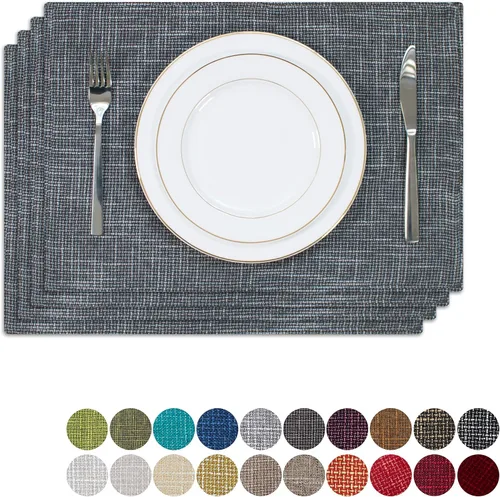 Miniatura 19 de Kevin Textile - Juego de 4 manteles individuales resistentes al calor, lavables, para fiestas, bufé, cenas, 13 x 19 pulgadas, color negro