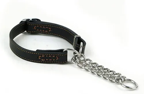 Miniatura 6 de Love Dream Martingale - Collar de cuero para perros de entrenamiento, cadena de acero inoxidable antiescape, sin tirones, para perros pequeños, Negro
