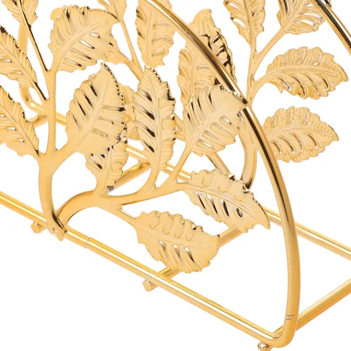 Miniatura 3 de Golden Iron Napkin Holder with Leaf Design, Large Metal Paper Napkin Stand for Kitchen and Restaurant Table, Rustic Style Bathroom and Dining