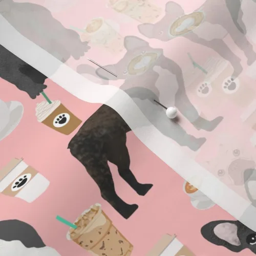 Miniatura 5 de Spoonflower Tela – Bulldogs franceses de café, lindos franceses, los mejores perros Bulldog Frenchie y estampados en tela de gasa, vestidos de moda