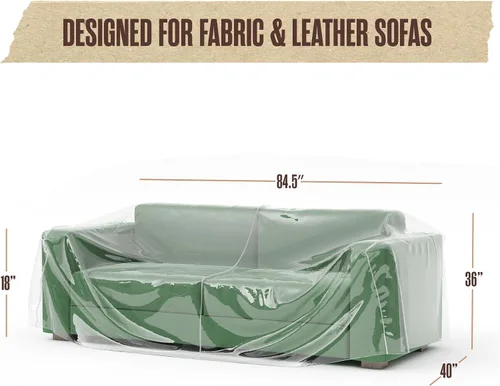 Miniatura 5 de Houseables Funda de plástico para sofá, fundas de plástico para mascotas, protector de sofá transparente para moverse, protector de sofá biplaza