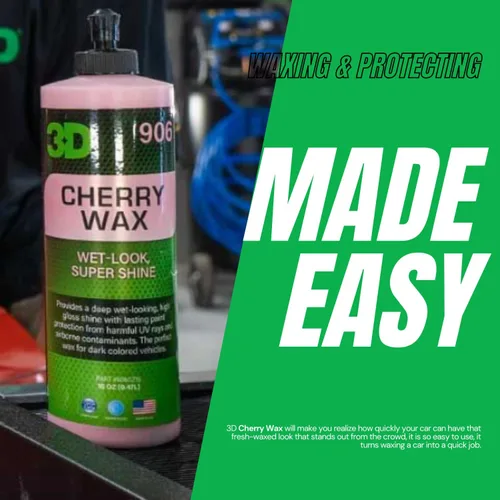 Miniatura 8 de 3D Cherry Wax - Cera líquida de carnauba para autos de exhibición con polímeros sintéticos Acabado de brillo profundo Fácil de remover Brillo