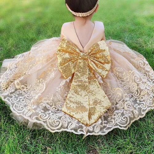 Miniatura 57 de CMMCHAAH - Vestidos de encaje para concursos de niñas bebés de 0-6 años, vestido formal para fiestas con diadema