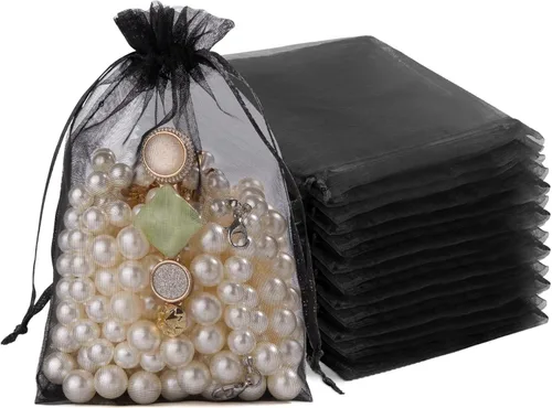 Miniatura 13 de Crweety 50 Piezas Bolsas de Organza Doradas de 3 x 4 Pulgadas, Pequeñas Bolsas de Regalo de Malla con Cordón para Favores de Boda, Despedida