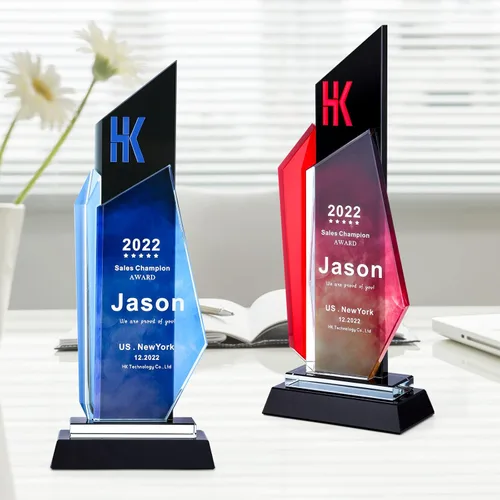 Miniatura 16 de Trofeos personalizados personalizados premio grabado Crystal Oscar Trofeo para empleados Estudiantes Empresa deportiva Reunión anual Alabanza Pastor
