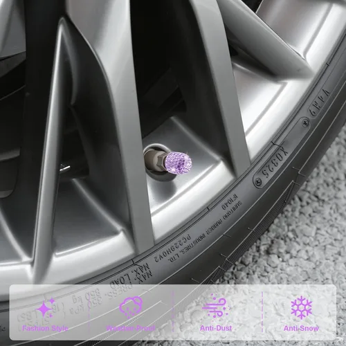Miniatura 5 de JUSTTOP Paquete de 4 tapones de vástago de válvula de neumático de automóvil hechos a mano con cristales de diamantes de imitación, válvula