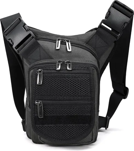 Mochila de pierna caída, mochila para muslos, paquete Versipack para montar en motocicleta, caminar, ciclismo, vacaciones, hombre y mujer, Gris,