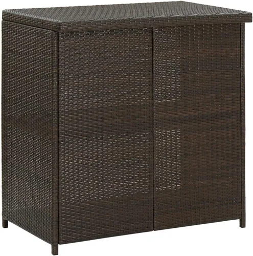 Miniatura 4 de Juego de barras de 3 piezas de ratán sintético rectangular marrón con marco de acero, diseño moderno para interiores y exteriores, comedor y patio