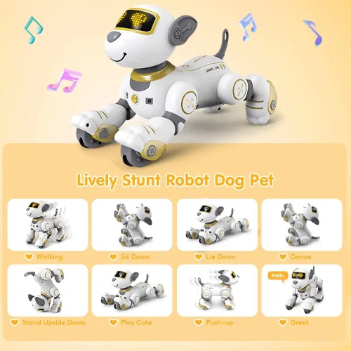 Miniatura 4 de VATOS Juguete de Perro Robot con Control Remoto para Niños - Perro Robot Inteligente Programable de 17 Funciones con Toque e Seguimiento, Perro
