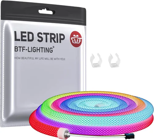Miniatura 10 de BTF-LIGHTING 9.8 pies WS2811 WS2812B IC RGB 360 Grados Tira LED de Colores Neon Flexible de Silicona de Nylon con Patrón Reticulado IP67 Impermeable